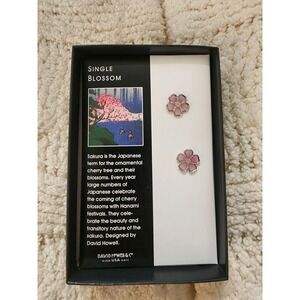 David Howell Single Cherry Blossom Earrings Sakura Pink Floral Studs ERS7982